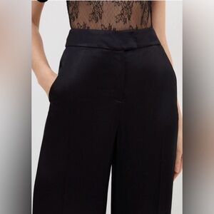 KarenMillen- Tailored Viscose Satin Back Crepe Wide Leg Trousers, 6
